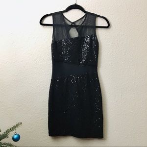 Black Sequin Material Girl Holiday Dress